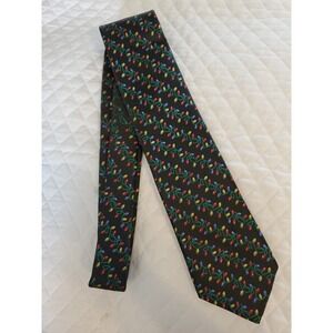 Necktie Christmas Noel Collection Black W/ Christmas Light Strings 3.5 X 57